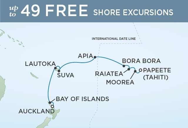 Regent Cruises | 16-Nights from Papeete to Auckland Cruise Iinerary Map
