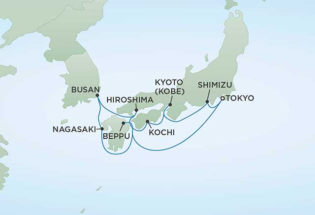 Regent Cruises | 11-Nights Roundtrip from Tokyo Cruise Iinerary Map