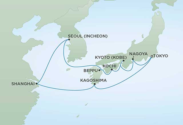 Regent Cruises | 14-Nights Roundtrip from Tokyo Cruise Iinerary Map