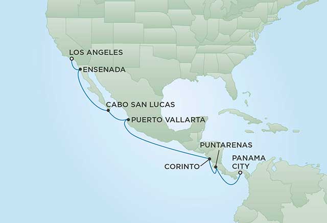 Regent Cruises | 10-Nights from Panama City to Los Angeles Cruise Iinerary Map
