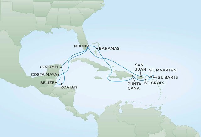 Regent Cruises | 17-Nights Roundtrip from Miami Cruise Iinerary Map