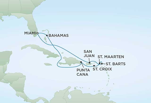 Regent Cruises | 10-Nights Roundtrip from Miami Cruise Iinerary Map