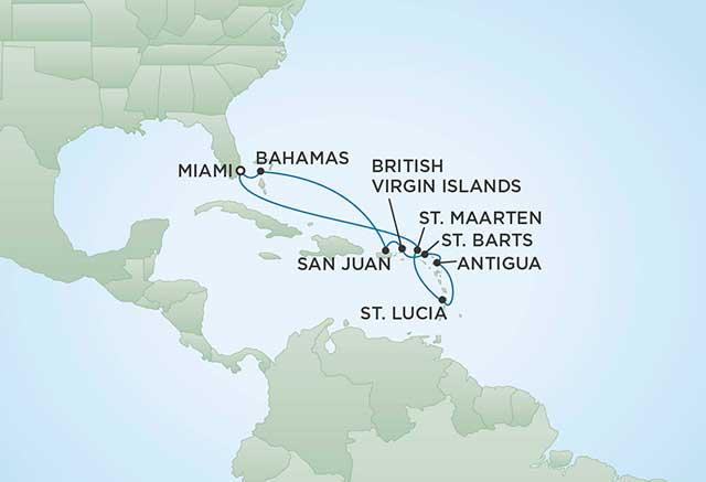 Regent Cruises | 11-Nights Roundtrip from Miami Cruise Iinerary Map