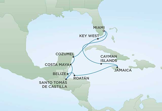 Regent Cruises | 12-Nights Roundtrip from Miami Cruise Iinerary Map