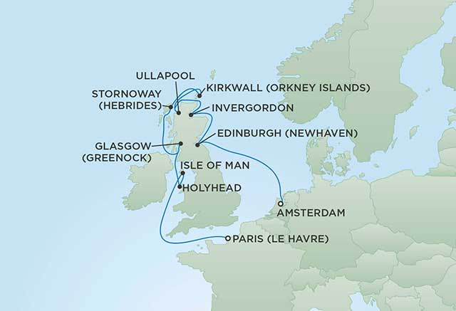 Regent Cruises | 12-Nights from Amsterdam to Paris Cruise Iinerary Map