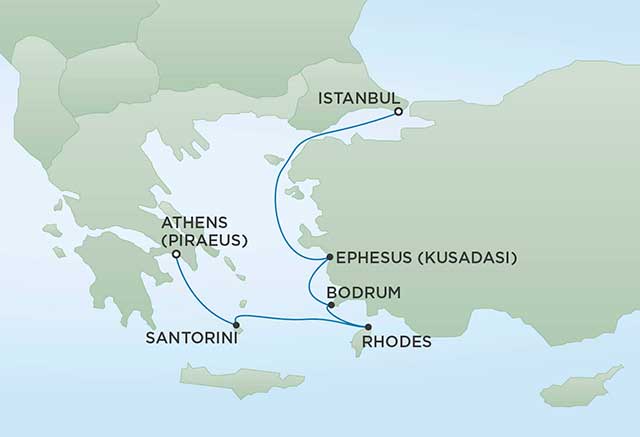 Regent Cruises | 7-Nights from Athens to Istanbul Cruise Iinerary Map