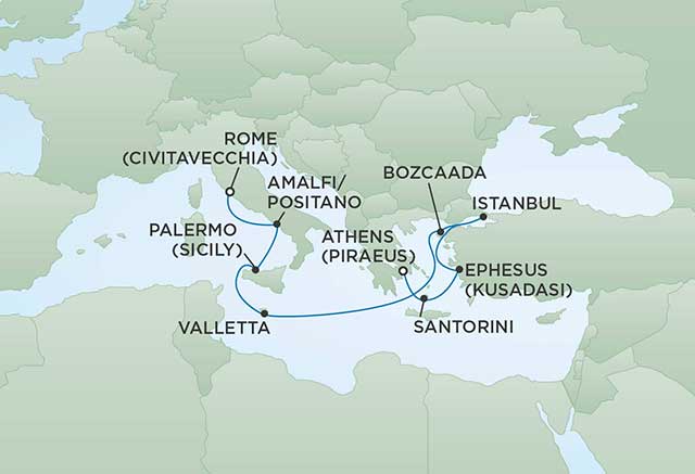 Regent Cruises | 10-Nights from Rome to Athens Cruise Iinerary Map