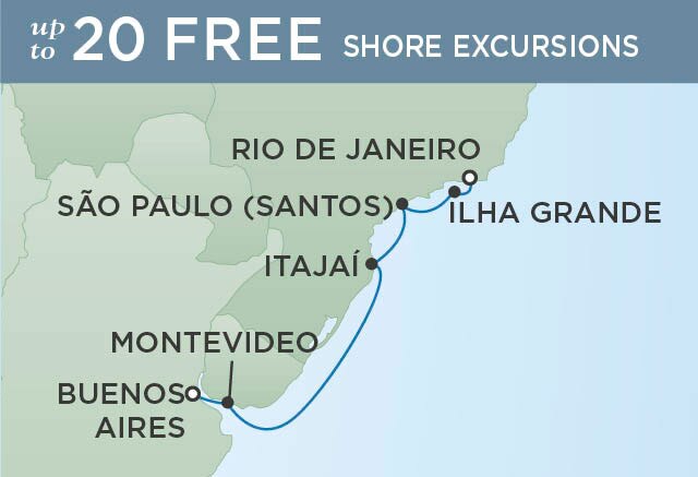 Regent Cruises | 7-Nights from Rio de Janeiro to Buenos Aires Cruise Iinerary Map