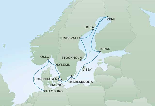 Regent Cruises | 14-Nights from Stockholm to Hamburg Cruise Iinerary Map